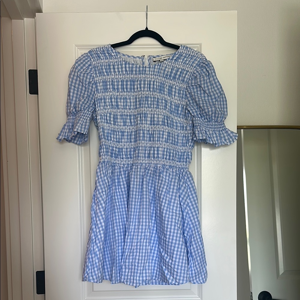 English Factory Blue Gingham Mini Dress